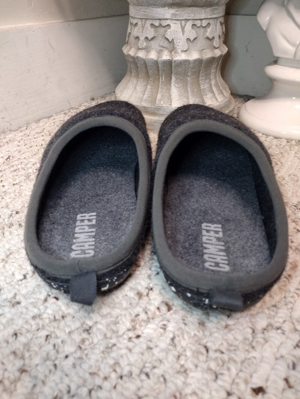 Camper Men's Wabi Charcoal Gray Boiled Wool Slippers - Picture 4 of 8